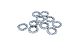 Sikringskive M5,3 mm hul. Ø10 mm. Til sikring af design lamper med søjle rør montering. 10 stk pakning.