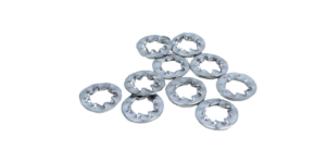 Sikringskive M5,3 mm hul. Ø10 mm. Til sikring af design lamper med søjle rør montering. 10 stk pakning.