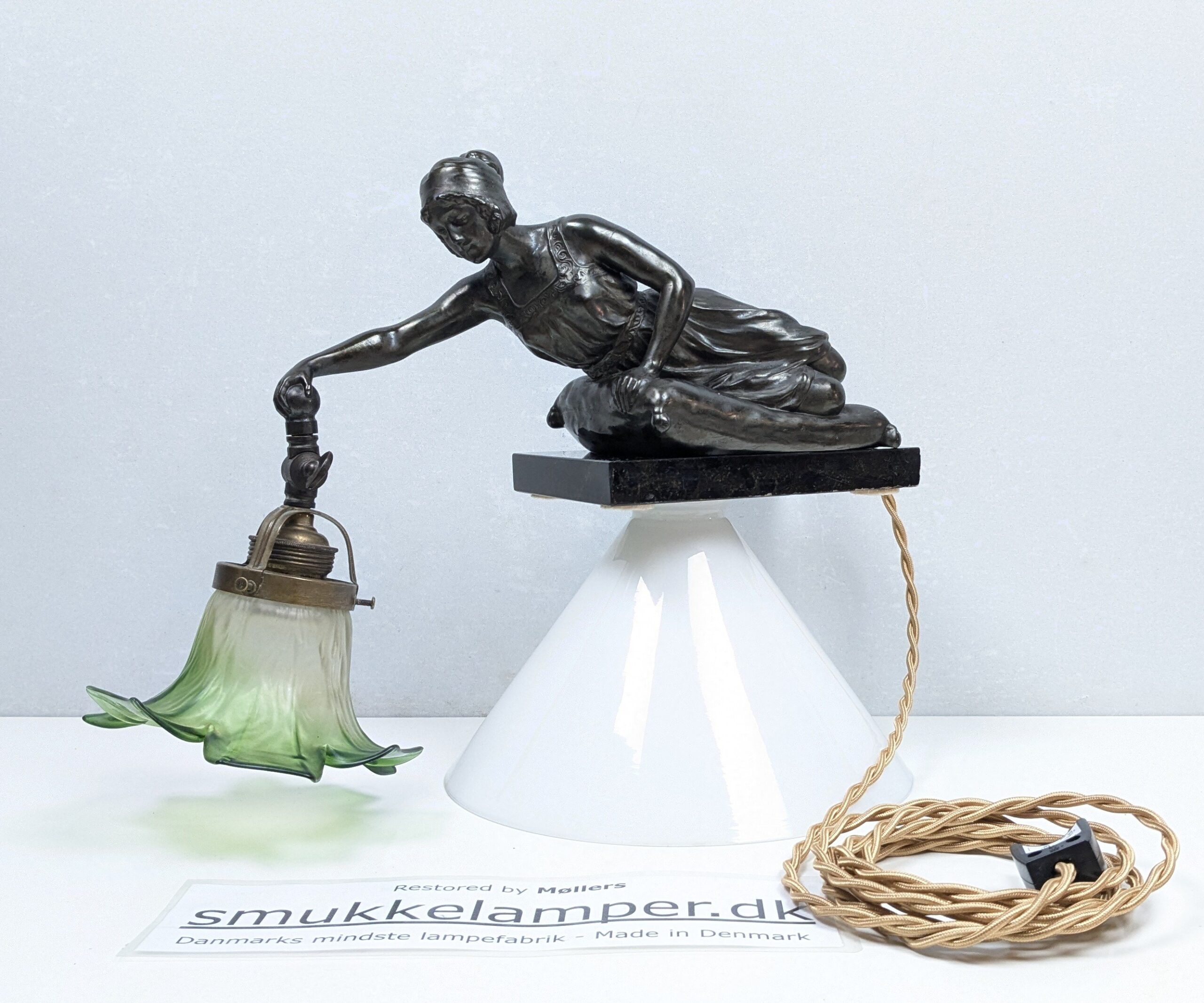 Antik Piano Lampe ca. 1920 – Bronze, Messing & Marmor | Art Nouveau / Jugendstil.
