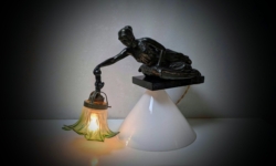 Antik Piano Lampe ca. 1920 – Bronze, Messing & Marmor | Art Nouveau / Jugendstil.