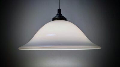 Stor skøn glas spisebord lampe fra 1980. Ø35. Nyt el. Classic.