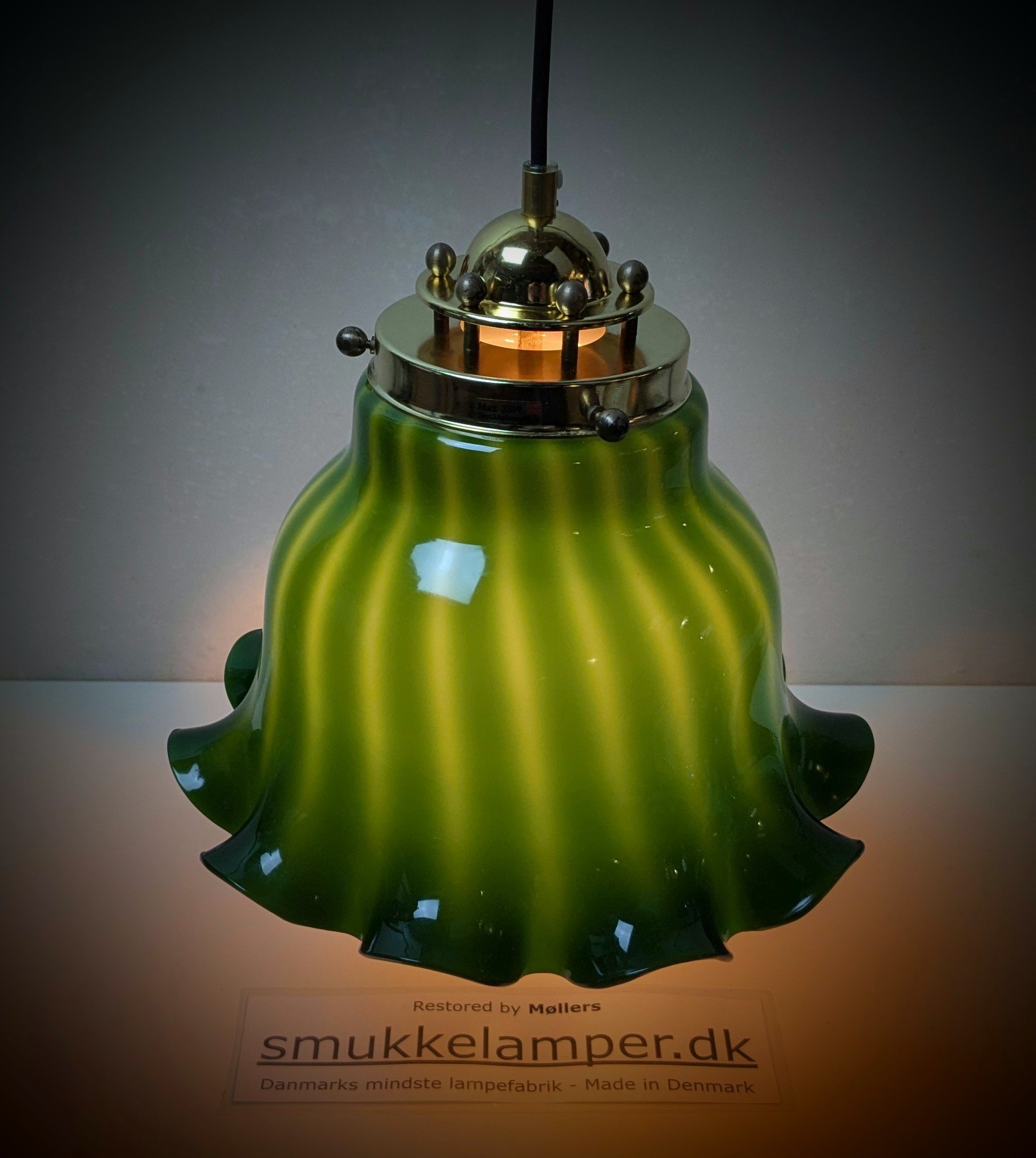 Glaspendel 1960’erne – Et Lysende Designikon med Bolche-mønster. Ø30. Restored - Billede 3