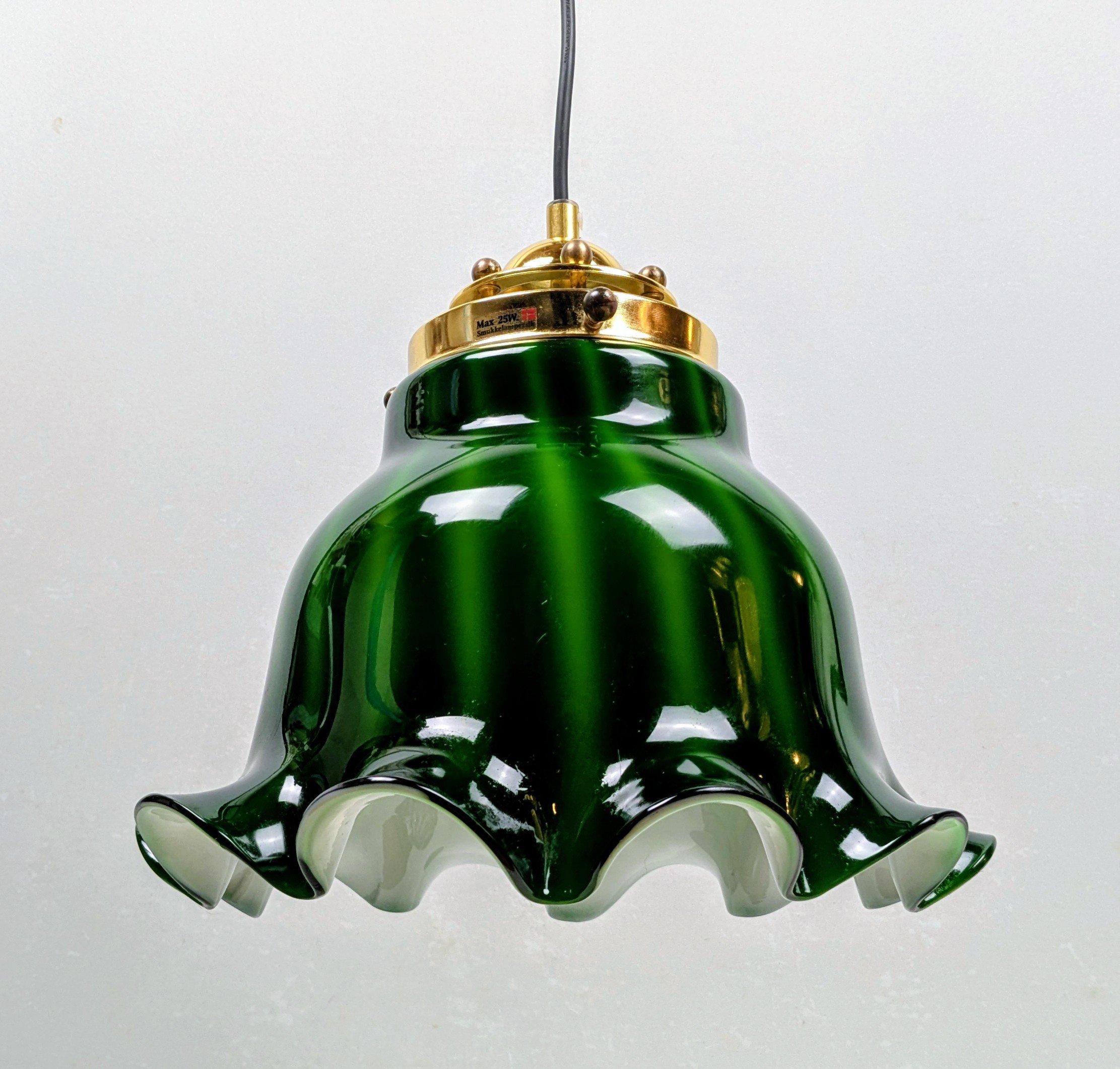 Glaspendel 1960’erne – Et Lysende Designikon med Bolche-mønster. Ø30. Restored - Billede 2