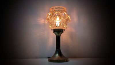Vintage bordlampe med Helena Tynell lampeglas. 1960. Nyt el. 30cmH