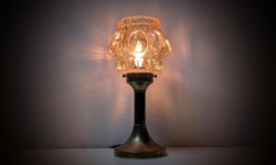 Vintage bordlampe med Helena Tynell lampeglas. 1960. Nyt el. 30cmH