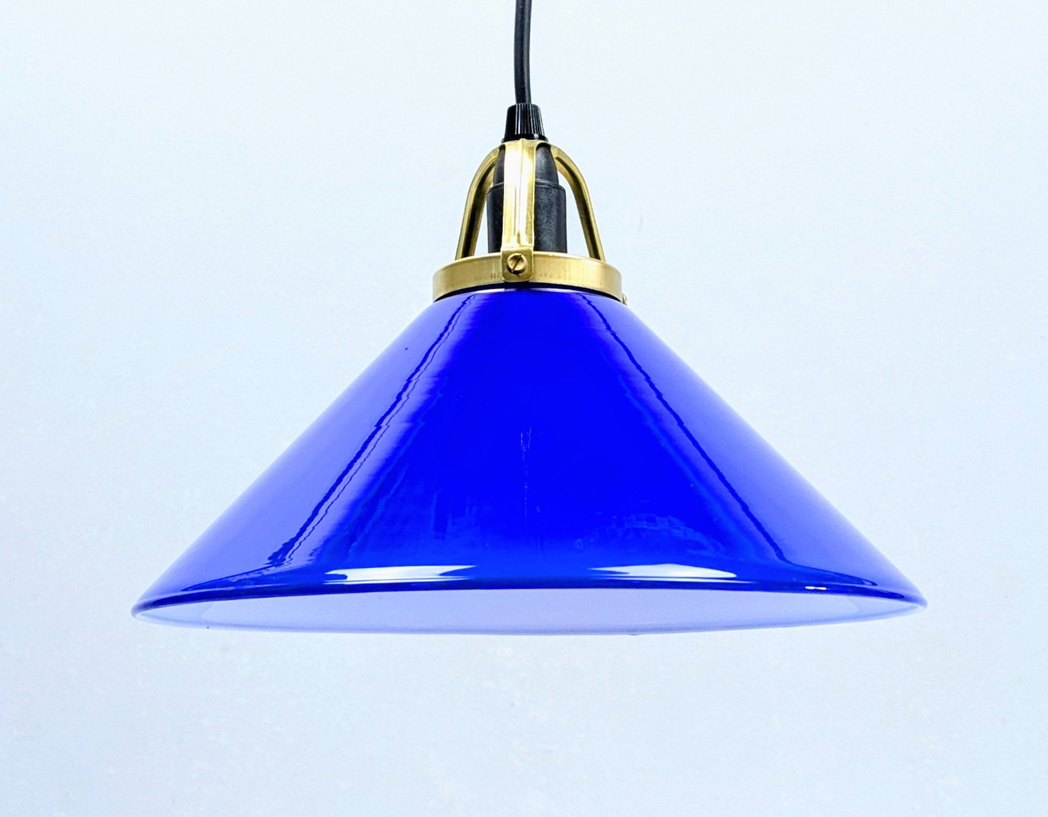 Skøn dansk blå skomager pendel fra 1980. Professionelt restaureret. Ø24,4. Odreco.