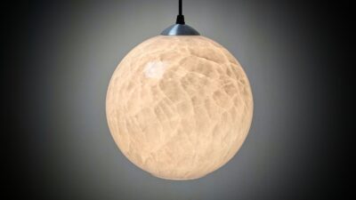 Stor skøn grå Thunder Cloud glas pendel fra 1990. Fuld restaureret. Ø25. Nyt el.