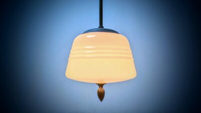 Antik kuglependel 1920. Professionelt restaureret. Ø20. 63 cm fast nedhæng.