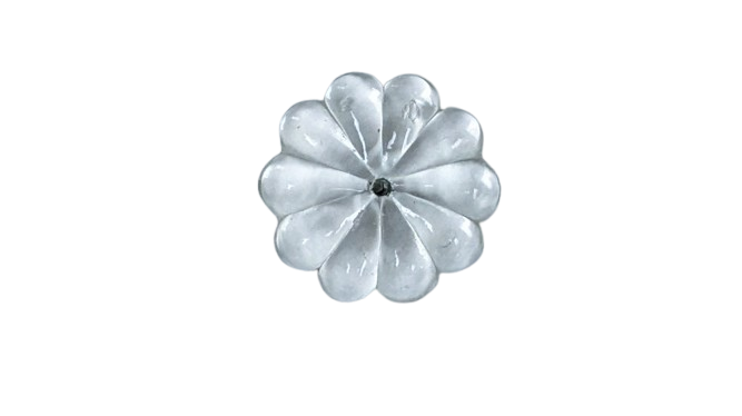Antik Krystal prisme. Ca. 1850-1950. Lysekrone. Marguerit. 1 side flad bagside. Ø30 mm