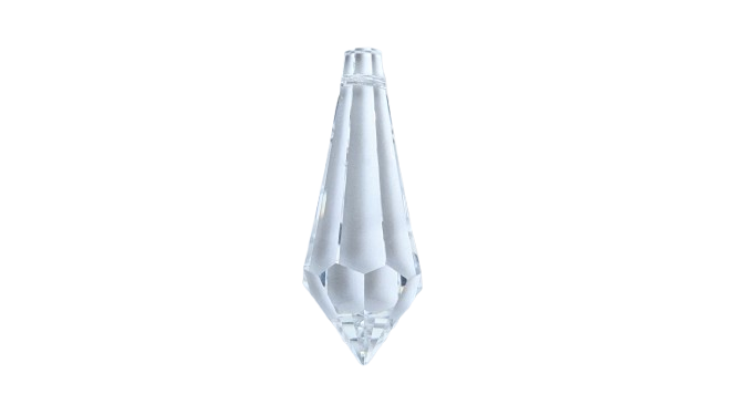 Krystal pig isperle prisme. Til lysekrone. 37mmH. 17 sider. 1 huls. Stjerne. 1950 Swarovski. NY