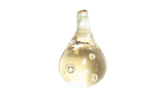 Stor Orrefors dråbe glas krystal til lysekrone. 63mmH. Lys Cognac.1 huls. 1950. 80g.