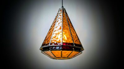 Stor smuk dansk Orangeri glas lampe fra 1970. 4 kilo. Professionelt restaureret. Ø34. Pickup only