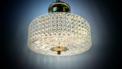 Skøn plafond 1960. Orrefors glas. Fuld restaureret. Ø24. Bla. nyt el. Ståks