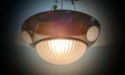 Antik kobber kontor lampe i Jugend stil. Ø42. 65 cm nedhæng.