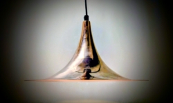 Sjælden massiv kobber Trumpet lampe fra 1977. Fuld restaureret. Ø39