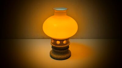 Skøn svensk orange glas bordlampe fra 1970 med nyt el. 25 cmH
