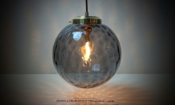 Loftlampe, sort glas fra 1970. Custom modern redesign pendel. Black Strawberry Ø25.