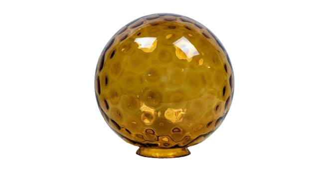 Original Ravfarvet dansk kugleglas fra 1970. Ø23. Reservedel. Strawberry mønster.10,2 cm krave.