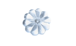 Antik Krystal prisme. Ca. 1850-1950. Lysekrone. Marguerit. 1 side flad bagside. Ø25 mm