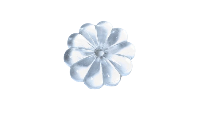 Antik Krystal prisme. Ca. 1850-1950. Lysekrone. Marguerit. 1 side flad bagside. Ø25 mm