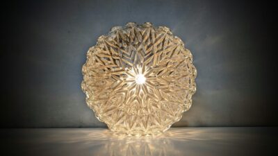 Stjerne plafond klart glas. Ø20 cm. Odreco 1970. Til loft eller væg