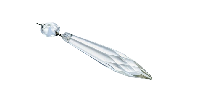 Krystal prisme m. ophæng til 1800 tals lysekrone. 110 mm lang. Is perle – fransk battant. Fra ca 1800