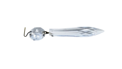 Krystal prisme m. ophæng til 1800 tals lysekrone. 67 mm lang. Is perle - fransk battant. Fra ca 1850