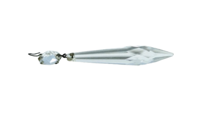 Krystal prisme m. ophæng til 1800 tals lysekrone. 80 mm lang. Is perle - fransk battant. Fra ca 1850