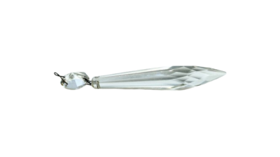Krystal prisme m. ophæng til 1800 tals lysekrone. 110 mm lang. Is perle - fransk battant. Fra ca 1850