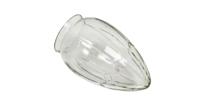 Ampel glas til lysekrone 1930. Gribekant på 80 mm. Glaslængde total 170 mm