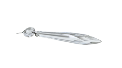 Krystal prisme m. ophæng til 1800 tals lysekrone. 110 mm lang. Is perle - fransk battant. Fra ca 1850