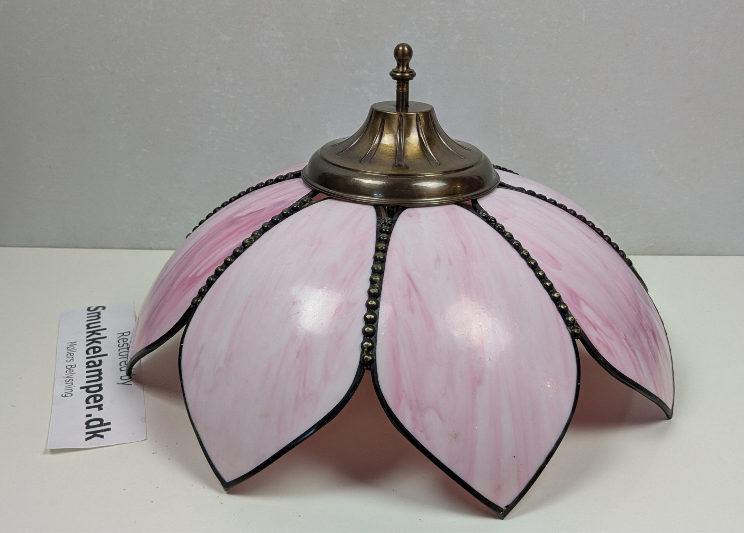 Tiffany style marble loftlampe plafond fra 1970. Ø44. Pink Cadillac. Pickup only.