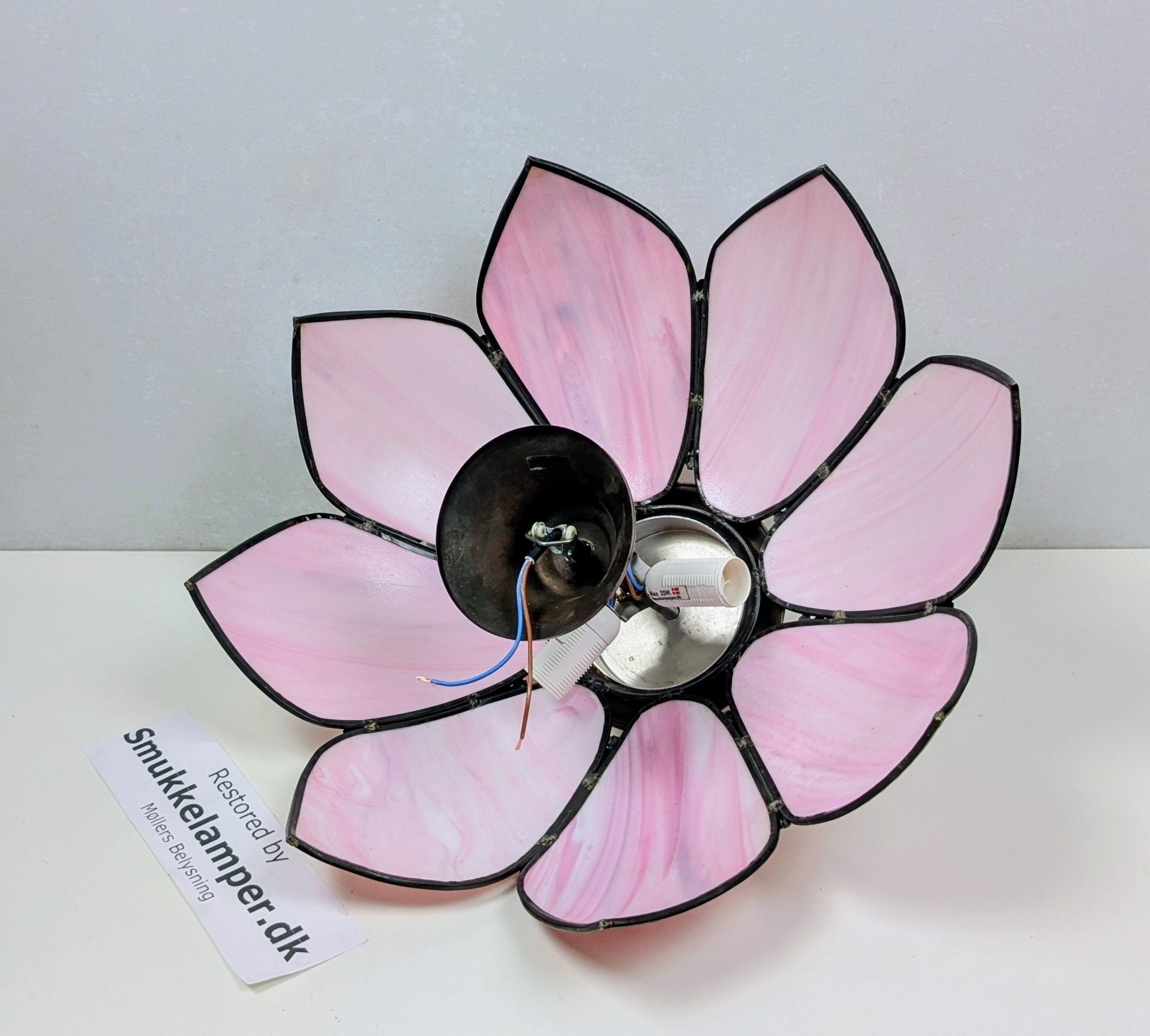 Tiffany style marble loftlampe plafond fra 1970. Ø44. Pink Cadillac. Pickup only.