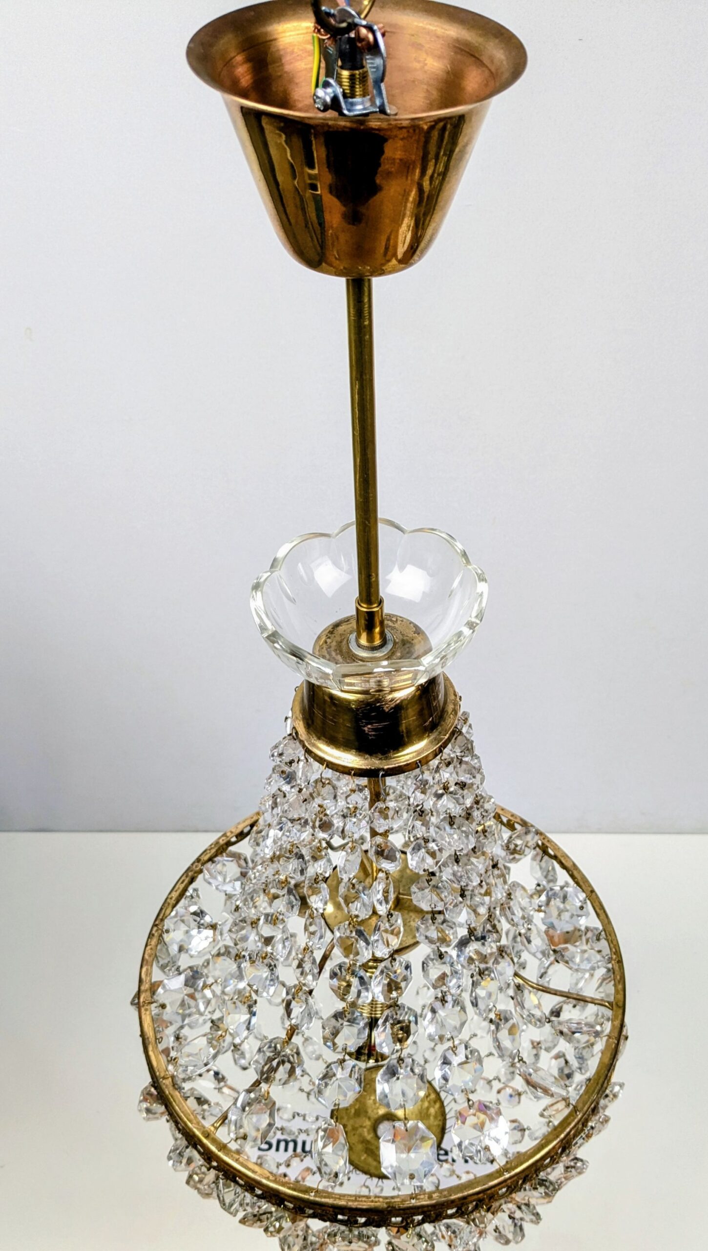 Eksklusiv krystal loftlampe i messing – fransk palæstil“Château Lumière” – Cristal & Élégance intemporelle. Pickup only