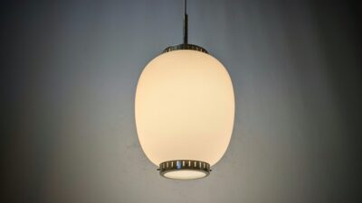 Klassisk lille dansk design loftlampe fra 1950. Ø16. Nyt el. Bent Karlby kinapendel - Original.