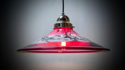 Unika håndlavet dansk glas lampe Søndervig Glas pusteri. Ø38. Nyt el.