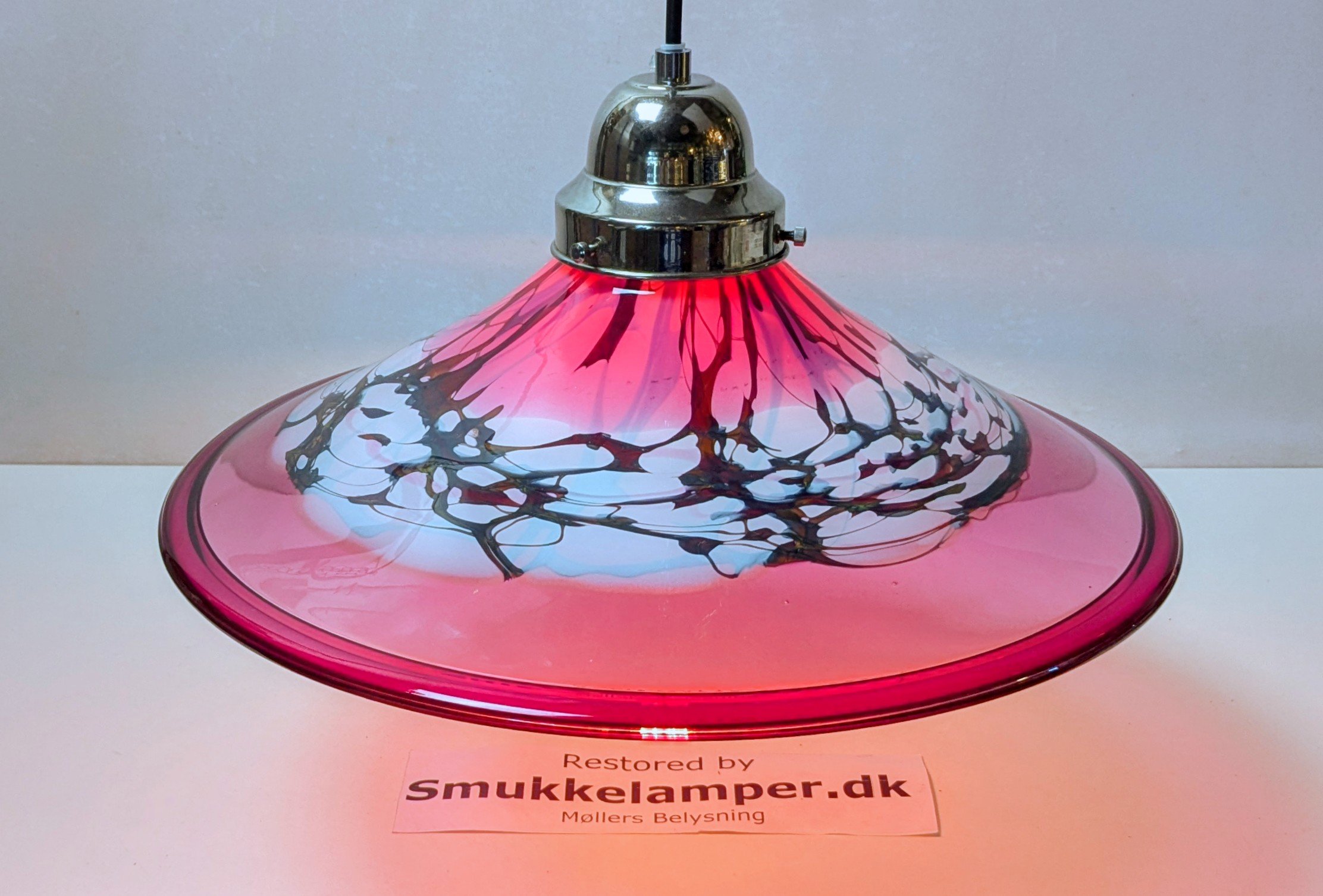 Unika håndlavet dansk glas lampe Søndervig Glas pusteri. Ø38. Nyt el.