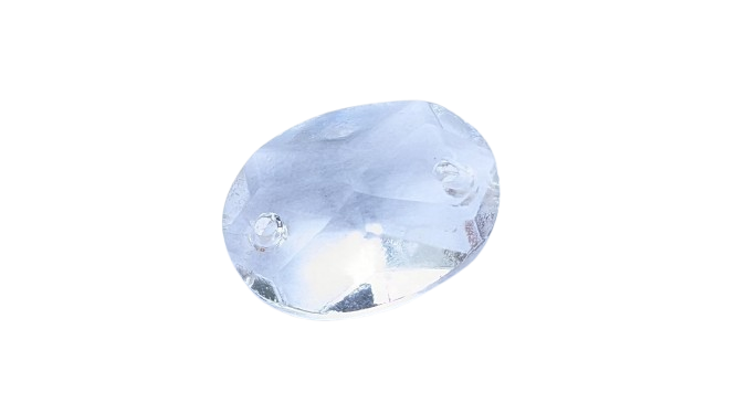 10 stk Krystal prismer 2 huls. Til lysekrone. 1850. 16mmH. 22 mmB. 26 facet. Brilliant Oval.