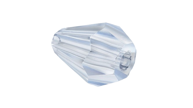 Stammeglas Krystal prisme. Gennemgående Ø13mm hul. Til lysekrone. 1850. 63mmH. 47 mmB. 18 facet.