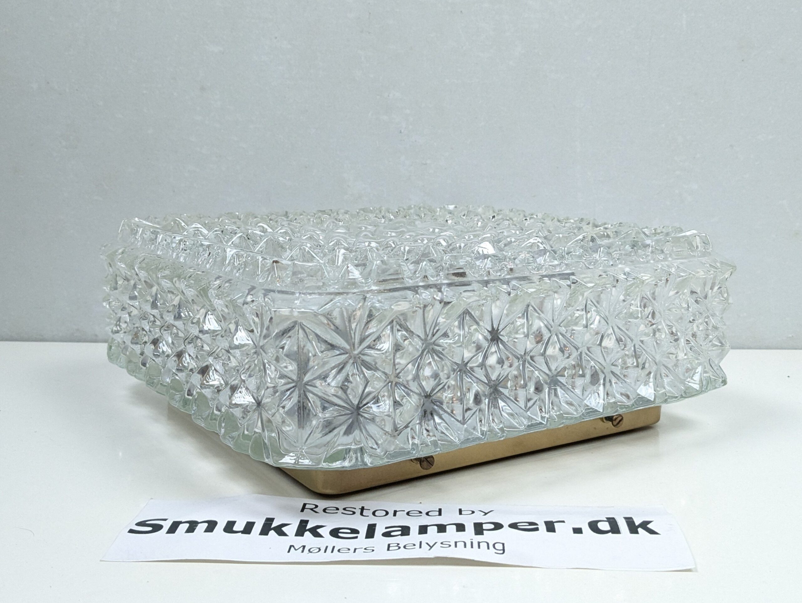 Stor krystal loft plafond loft / væglampe glas fra 1970. 30×30 cm. Excellent condition.