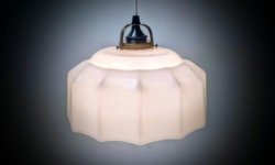 Skøn opalglas paraply loftlampe fra 1940. Ø26. Kobber, messing m.m
