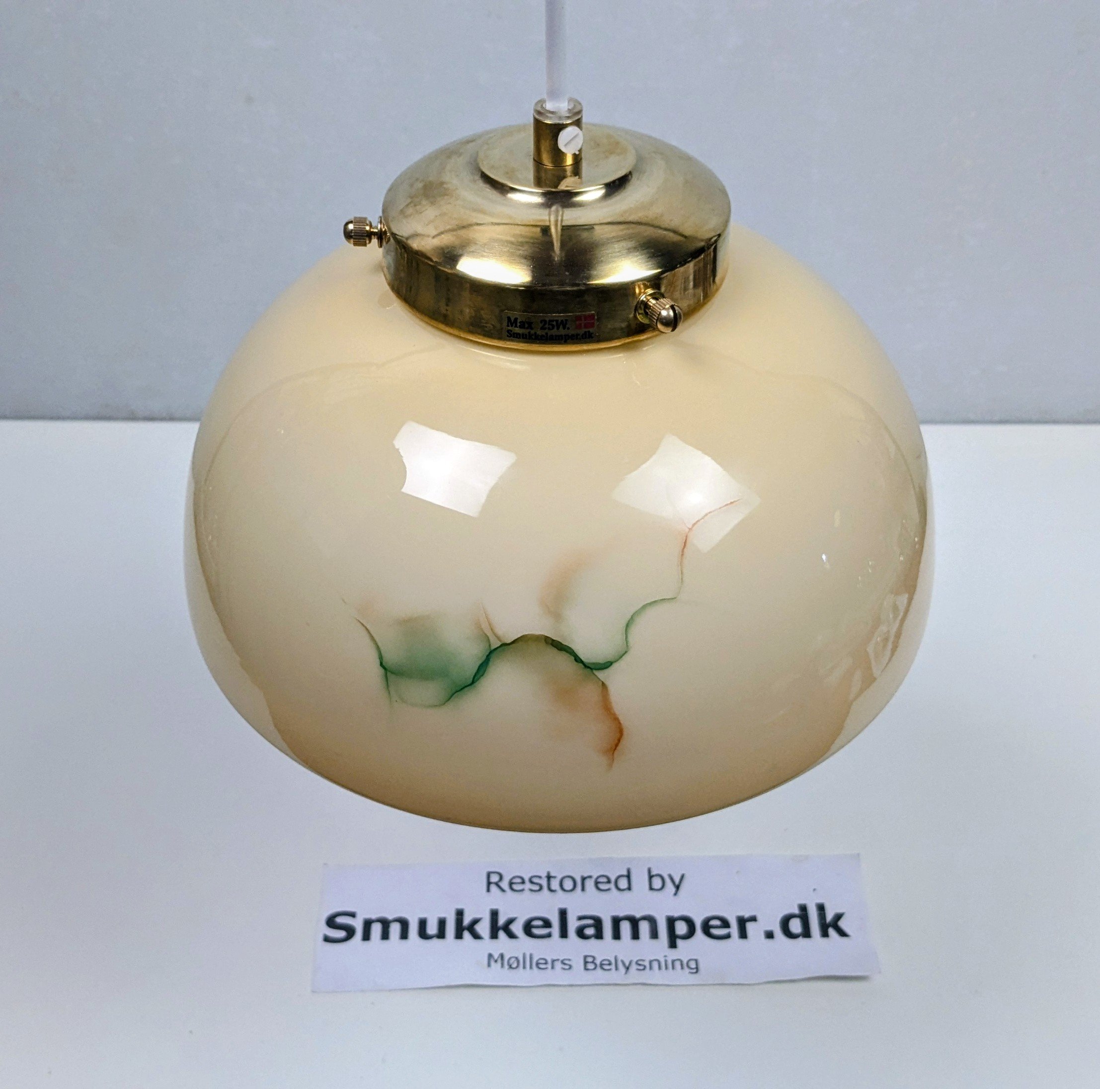 Stor skøn marmoreret kuglependel 1940. Professionelt restaureret. Ø23