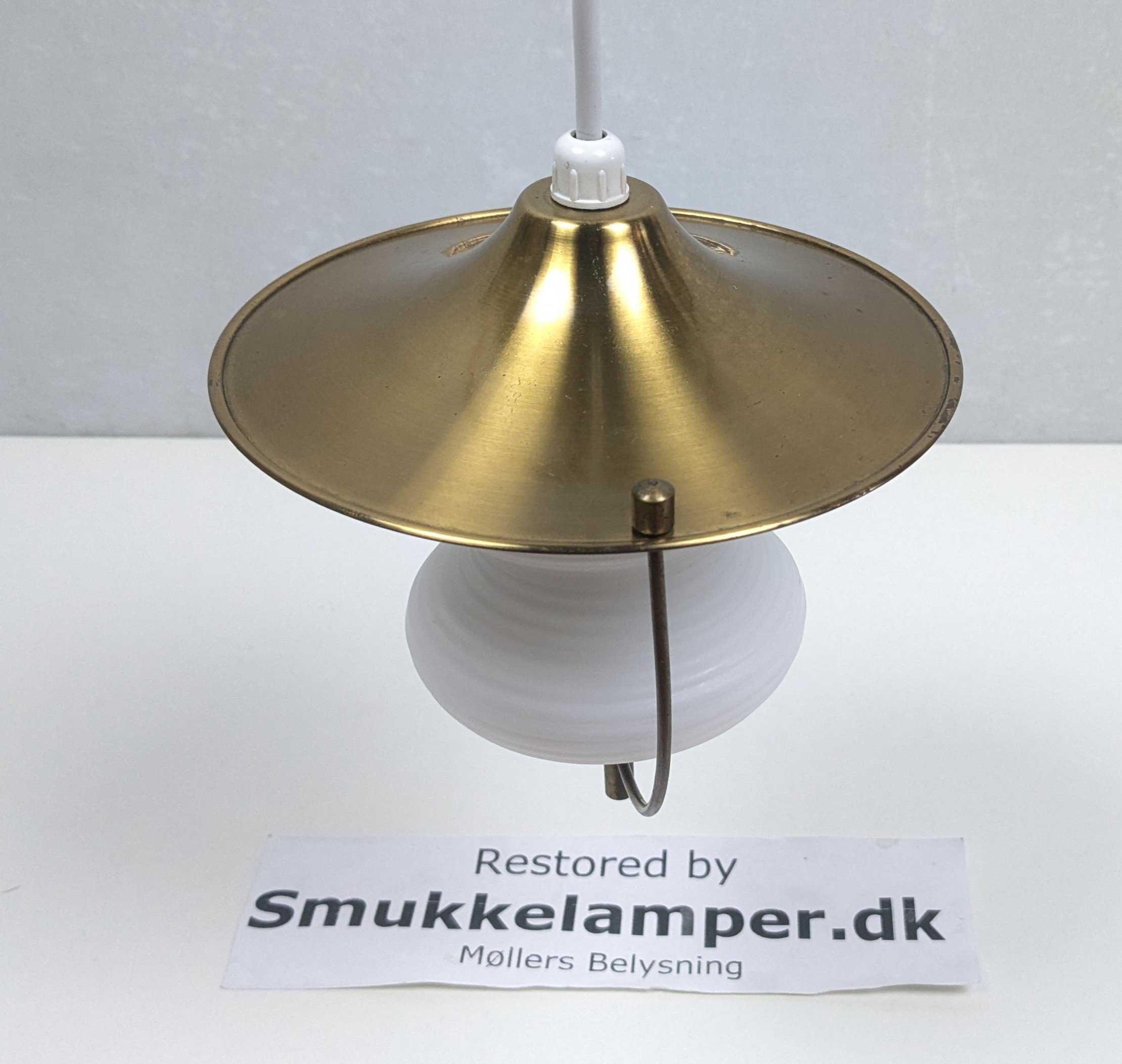 Lille Lyfa – dansk design Bent Karlby lysthus pendel loftlampe fra 1950. Ø16 cm. Ny el.