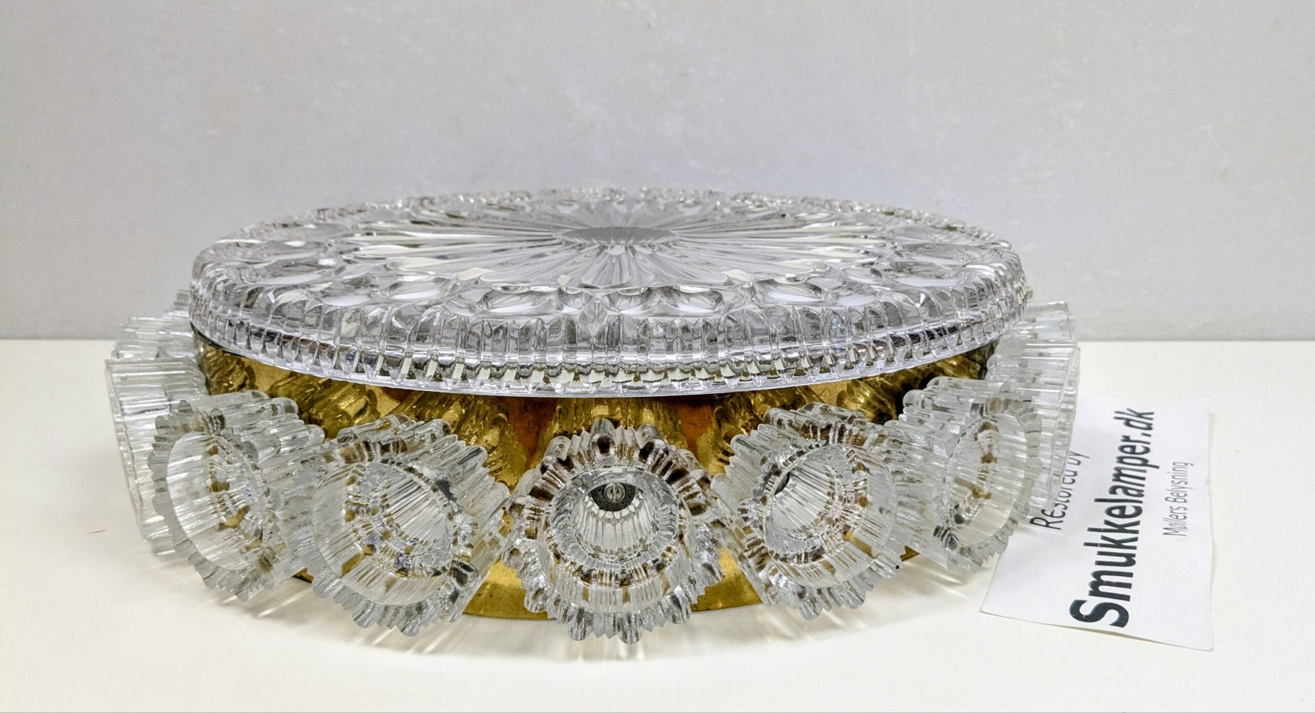 Originalt svensk Rejmyre glas til pendel fra 1975. Reservedel. Ø59. 10 mm hul.