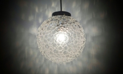 Strålende kugleglas loftlampe med boble glas fra 1970. Ø20. Proff restaureret.