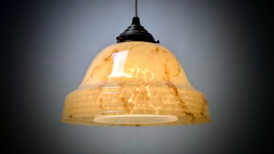 Skøn Antik marmoreret køkken lampe fra 1930. Ø25. Prof restaureret.