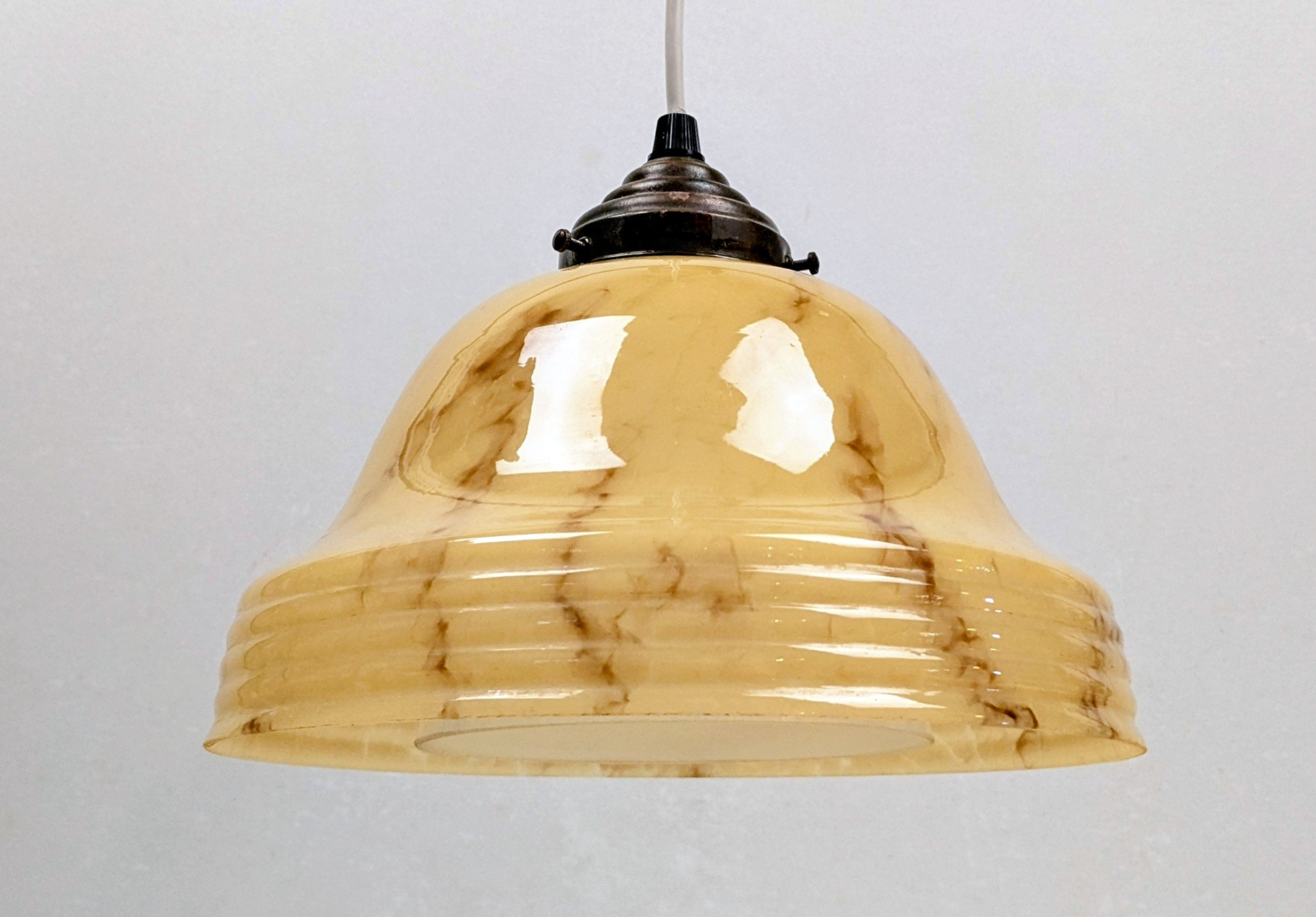 Skøn Antik marmoreret køkken lampe fra 1930. Ø25. Prof restaureret.