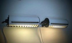 Sæt med 2 space age væg senge lamper fra 1970. 30 cm brede. Atalje Lyktan.