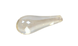 Dråbe i glas til Antik lysekrone. Lys rav farve. Reservedel. 67 mm lang. Læs info