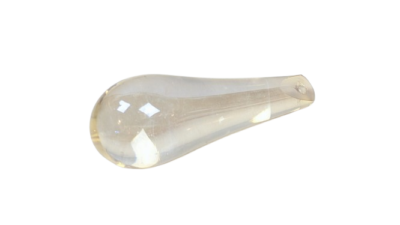 Dråbe i glas til Antik lysekrone. Lys rav farve. Reservedel. 67 mm lang. Læs info